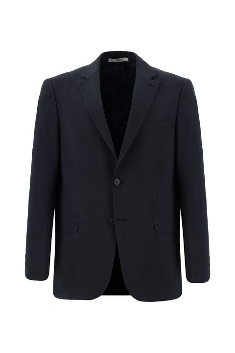 Dark Navy 4-Drop Relaxed Fit Patterned Suit