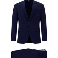Dark Navy 7 Drop Slim Fit Narrow Cut Elastic Waist Drawstring Embossed Lycra Suit