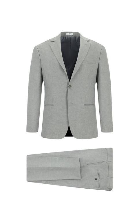 Medium Grey 7 Drop Super Slim Fit Extra Narrow Cut Patterned Suit