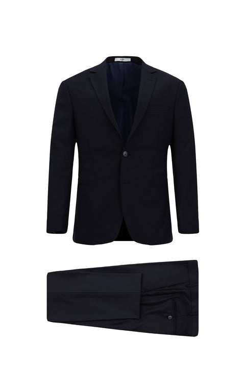 Orta Lacivert 7 Drop Super Slim Fit Eksra Dar Kesim Desenli Takım Elbise