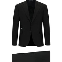 Black 6-Drop Regular Fit Standard Cut Lycra Suit with Zip-Up Pockets