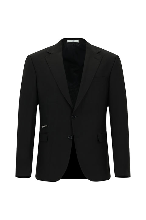 Black 6-Drop Regular Fit Standard Cut Lycra Suit with Zip-Up Pockets