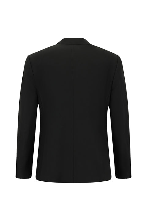 Black 6-Drop Regular Fit Standard Cut Lycra Suit with Zip-Up Pockets