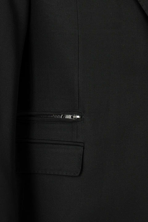 Black 6-Drop Regular Fit Standard Cut Lycra Suit with Zip-Up Pockets