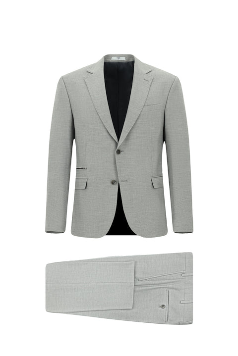 Medium Grey 6 Drop Regular Fit Standard Cut Lycra Zip-Pocket Suit