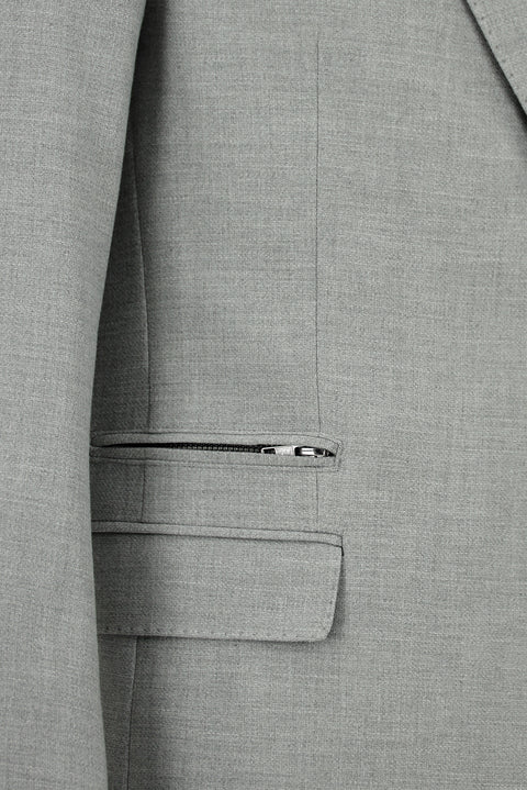 Medium Grey 6 Drop Regular Fit Standard Cut Lycra Zip-Pocket Suit