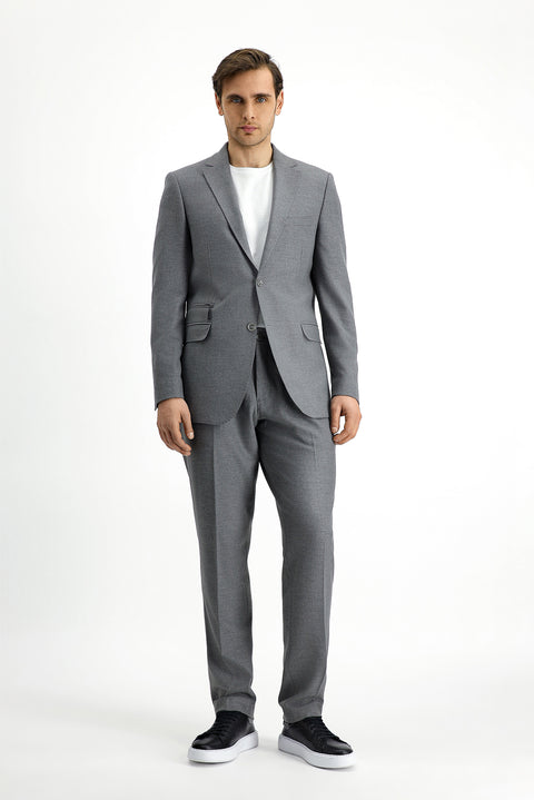 Medium Gray 6 Drop Regular Fit Standard Cut Lycra Zip-Pocket Suit