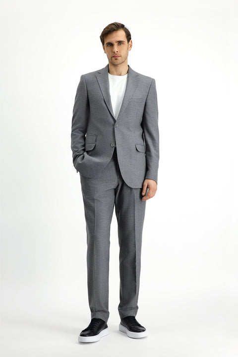 Medium Gray 6 Drop Regular Fit Standard Cut Lycra Zip-Pocket Suit