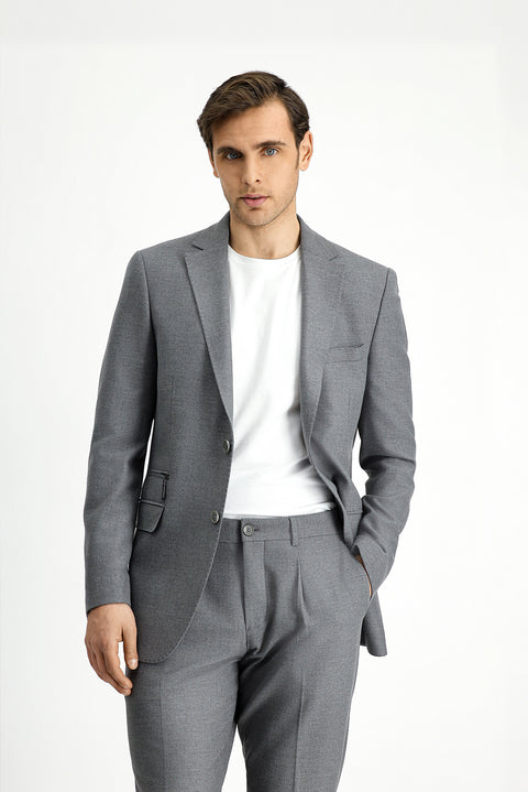 Medium Gray 6 Drop Regular Fit Standard Cut Lycra Zip-Pocket Suit