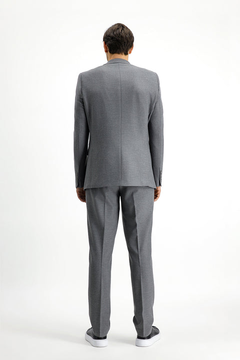 Medium Gray 6 Drop Regular Fit Standard Cut Lycra Zip-Pocket Suit