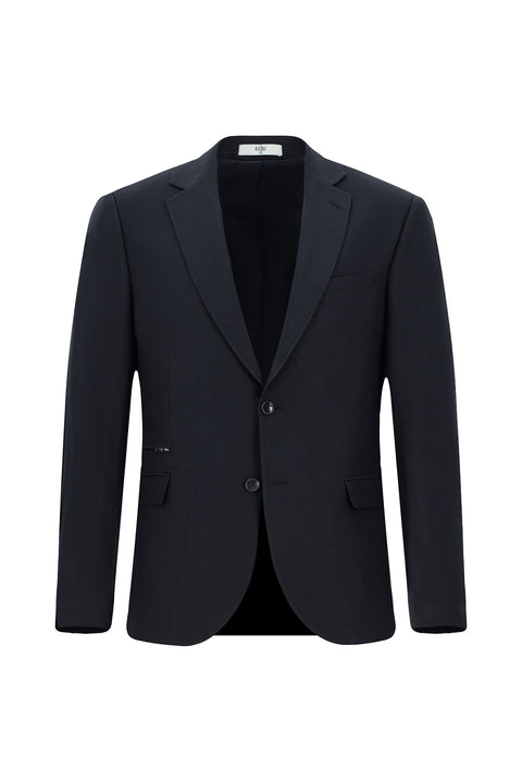Dark Navy 6 Drop Regular Fit Standard Cut Lycra Zip-Pocket Suit