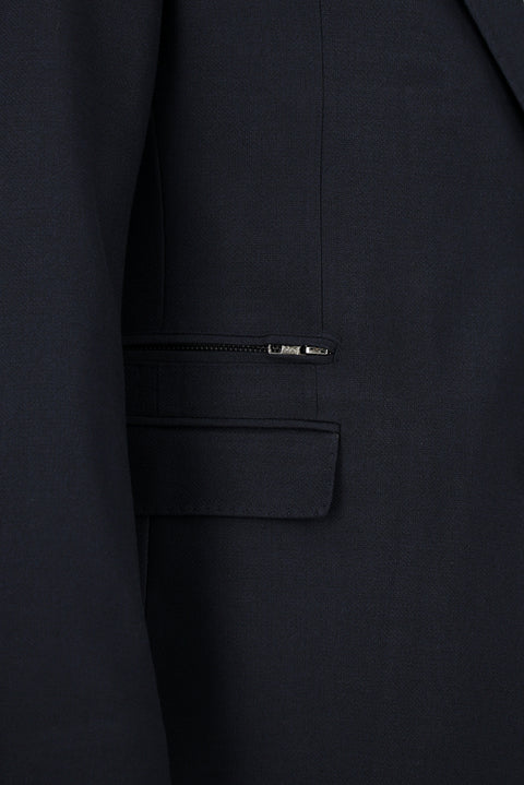 Dark Navy 6 Drop Regular Fit Standard Cut Lycra Zip-Pocket Suit