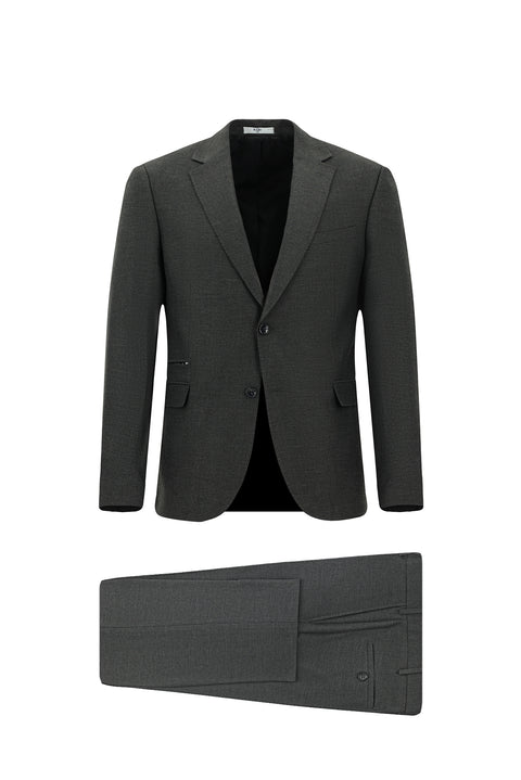 Dark Anthracite 6 Drop Regular Fit Standard Cut Lycra Zip-Up Pocket Suit