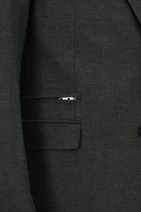 Dark Anthracite 6 Drop Regular Fit Standard Cut Lycra Zip-Up Pocket Suit