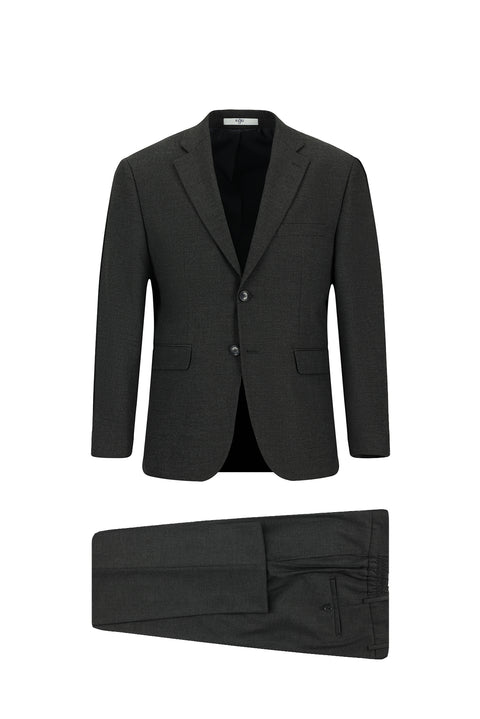 Medium Gray 4-Drop Relaxed Fit Suit with Elastic Waistband
