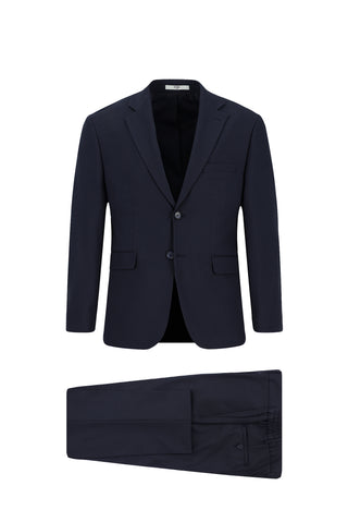  Koyu Lacivert 4 Drop Relaxed Fit Rahat Kesim Beli Lastikli Takım Elbise