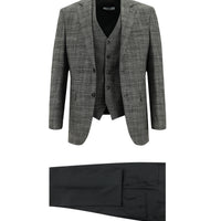 Dark Gray 7 Drop Slim Fit Narrow Cut Suit with Vest