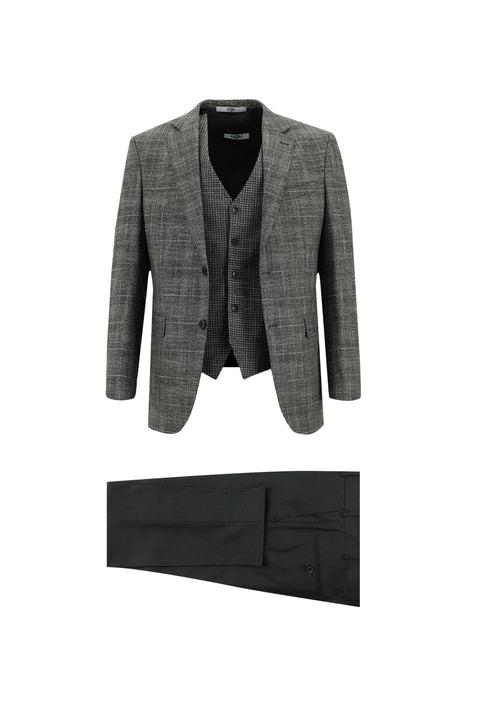 Dark Gray 7 Drop Slim Fit Narrow Cut Suit with Vest