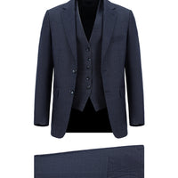 Medium Navy Blue 6 Drop Regular Fit Standard Cut Suit with Vest