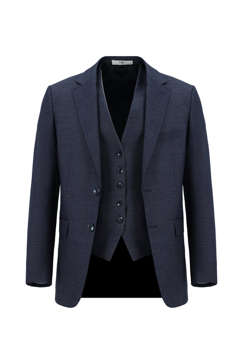 Medium Navy Blue 6 Drop Regular Fit Standard Cut Suit with Vest