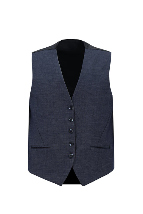 Medium Navy Blue 6 Drop Regular Fit Standard Cut Suit with Vest