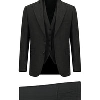 Black 7 Drop Slim Fit Narrow Cut Suit with Vest