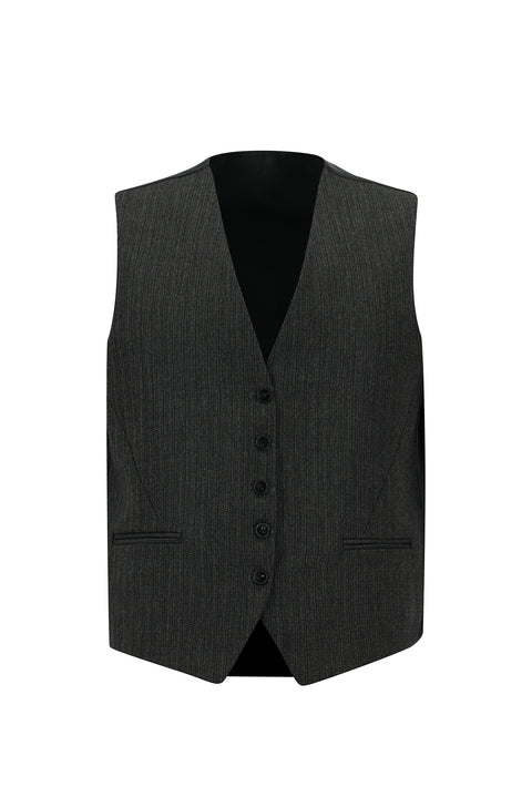 Black 6 Drop Regular Fit Standard Cut Suit with Vest