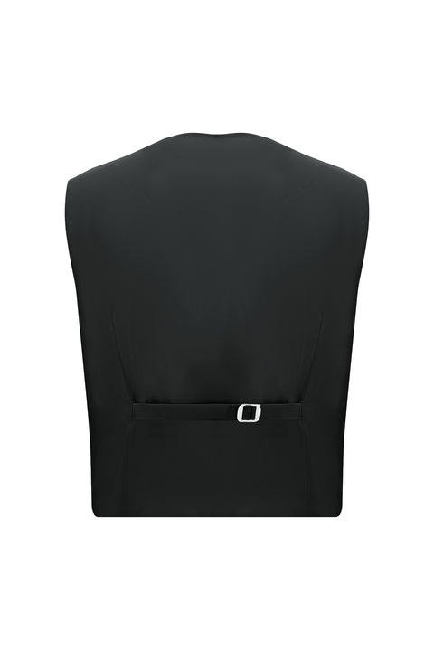 Black 6 Drop Regular Fit Standard Cut Suit with Vest