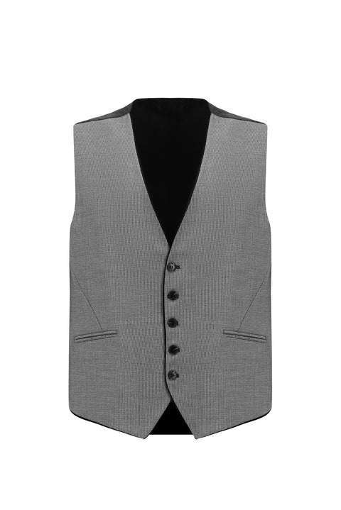 Black 6 Drop Regular Fit Standard Cut Suit with Vest