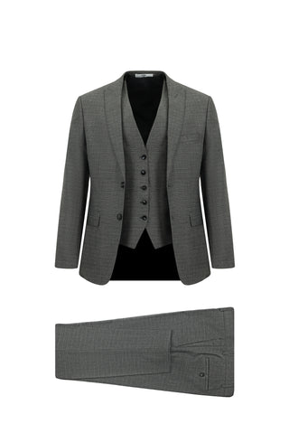  Açık Füme 7 Drop Super Slim Fit Eksra Dar Kesim Kombinli Yelekli Takım Elbise
