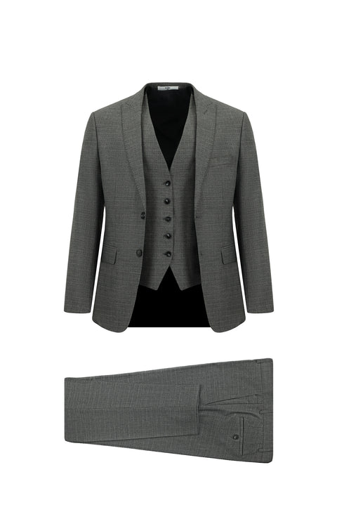 Light Gray 6 Drop Regular Fit Standard Cut Suit with Vest