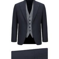 Medium Navy Blue 6 Drop Regular Fit Standard Cut Suit with Vest