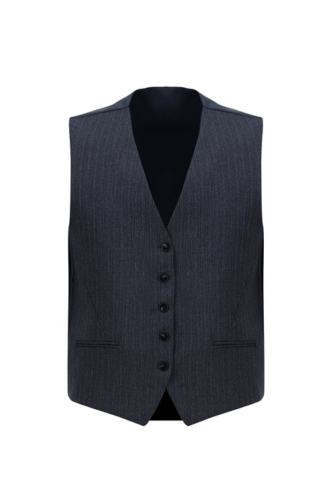 Medium Navy Blue 6 Drop Regular Fit Standard Cut Suit with Vest