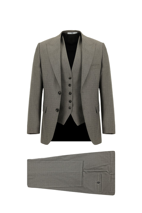 Light Brown 6 Drop Regular Fit Standard Cut Suit with Vest