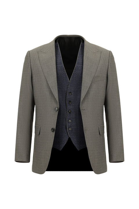 Açık Kahve  7 Drop Super Slim Fit Eksra Dar Kesim Kombinli Yelekli Takım Elbise