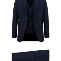 Dark Navy 7 Drop Slim Fit Suit with Vest