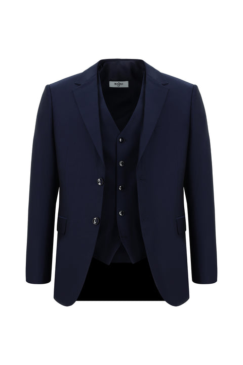 Dark Navy 7 Drop Slim Fit Suit with Vest