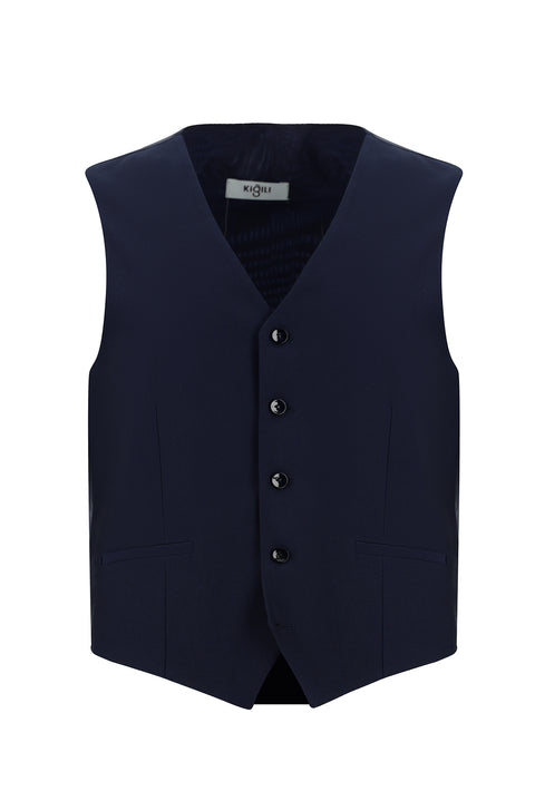 Dark Navy 7 Drop Slim Fit Suit with Vest