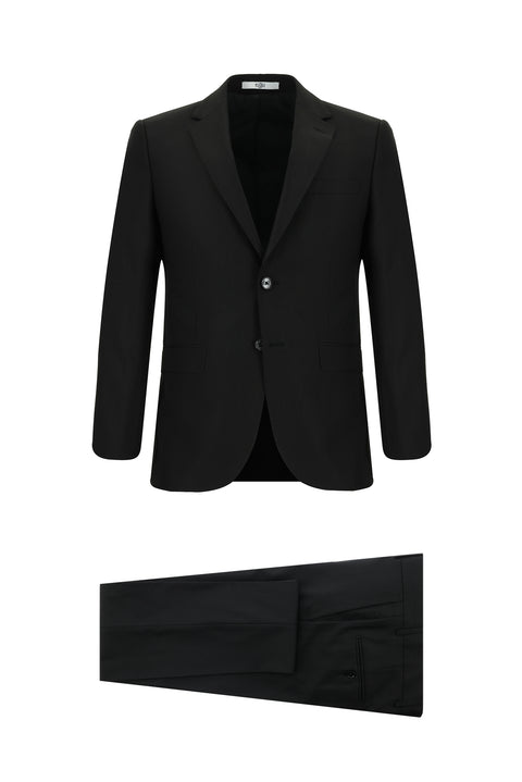 Black 7 Drop Slim Fit Narrow Cut Wool Suit