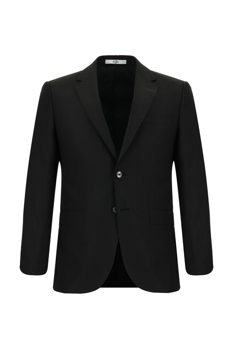 Black 6-Drop Regular Fit Standard Cut Wool Suit