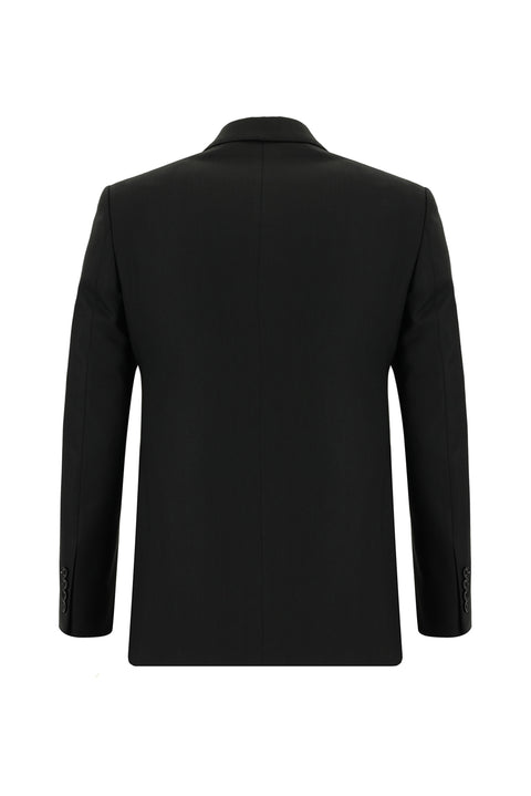 Black 6-Drop Regular Fit Standard Cut Wool Suit