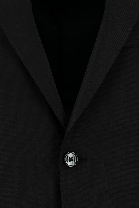 Black 6-Drop Regular Fit Standard Cut Wool Suit