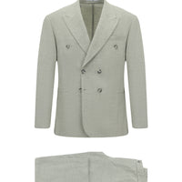 Light Grey 6 Drop Milano Full Oversize Fit, Pointed Collar, Wool, Unlined, Double-Breasted Suit