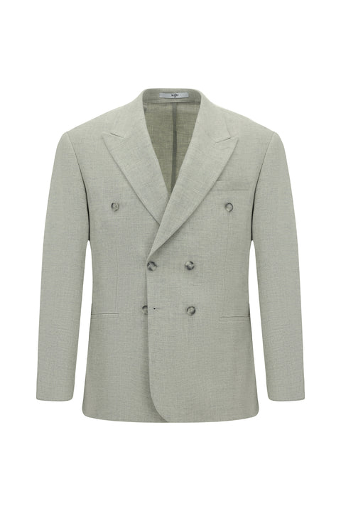 Light Grey 6 Drop Milano Full Oversize Fit, Pointed Collar, Wool, Unlined, Double-Breasted Suit