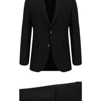 Black 7 Drop Slim Fit Narrow Cut Wool Patterned Suit