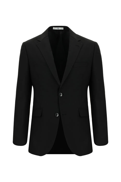 Black 4-Drop Relaxed Fit Wool Patterned Suit