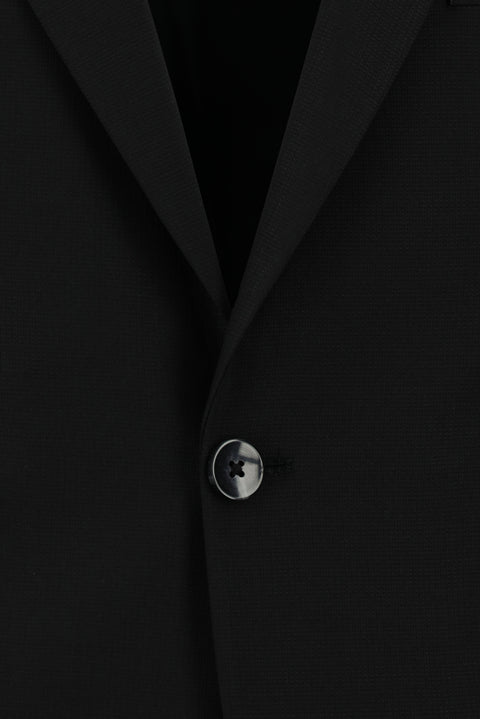 Black 4-Drop Relaxed Fit Wool Patterned Suit