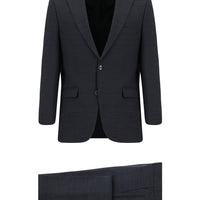 Dark Gray 4-Drop Relaxed Fit Wool Patterned Suit