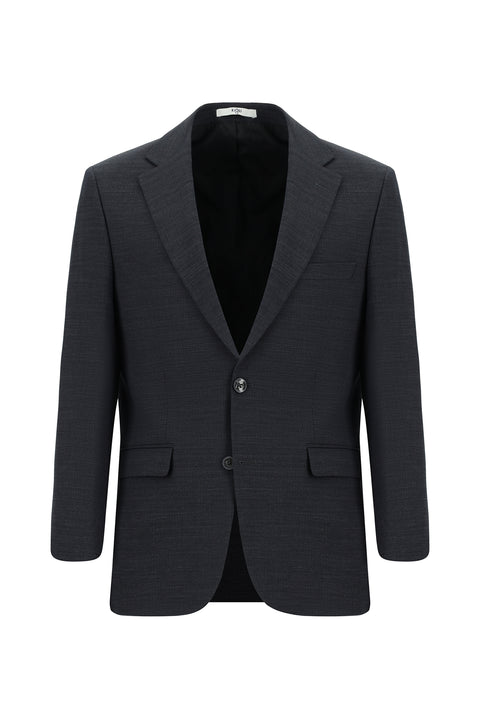 Dark Gray 4-Drop Relaxed Fit Wool Patterned Suit