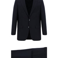 Dark Navy 4-Drop Relaxed Fit Wool Patterned Suit